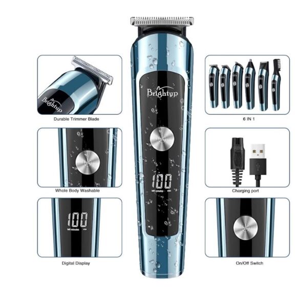 Brightup Beard Trimmer for Men, IPX7 Waterproof Mens Grooming Kit Cordless - Picture 5 of 6